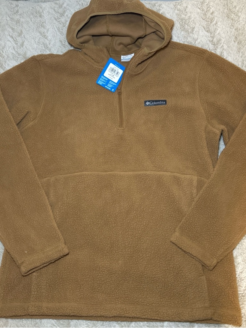 Columbia Men's Tan Brown Sherpa Half-Zip Hoodie